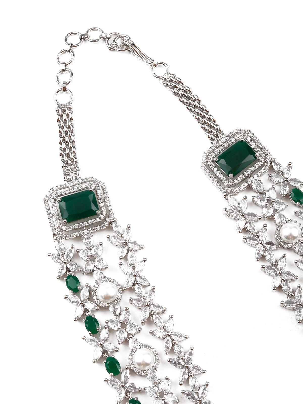 Green elegant necklace set for women - Odette