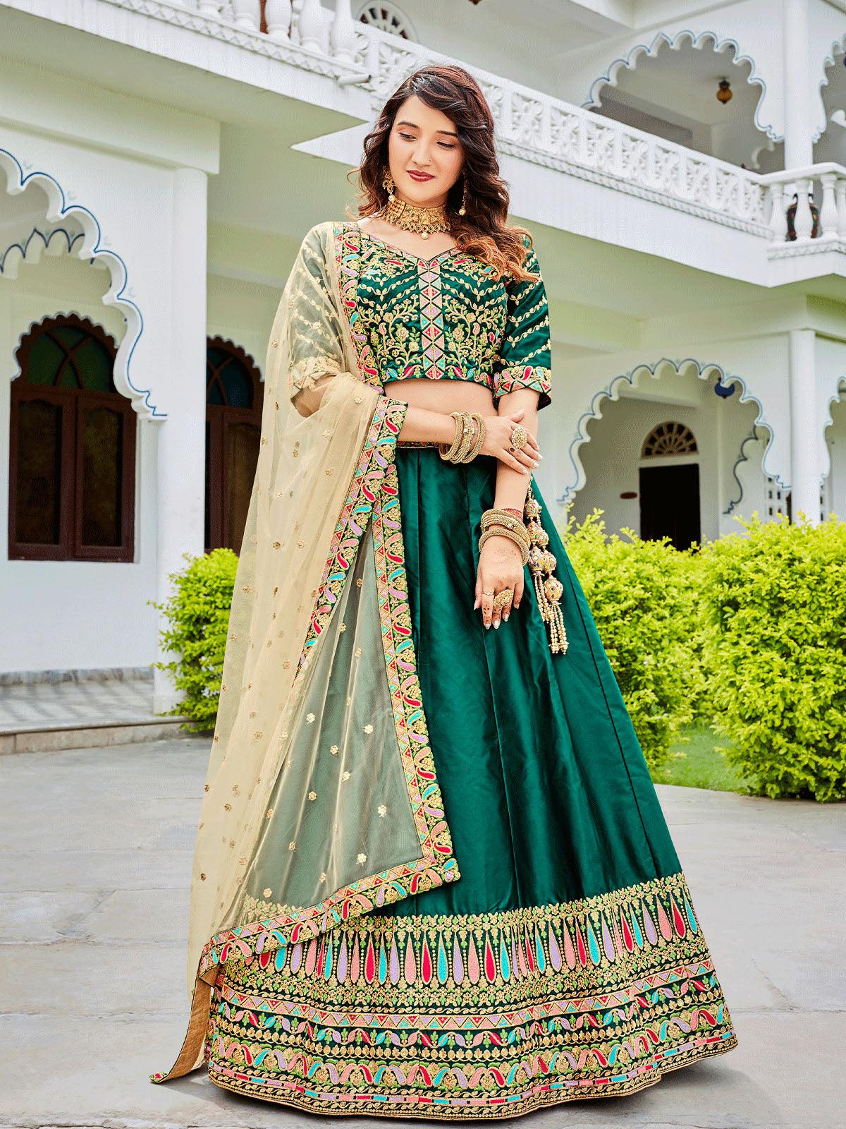 Green Color Wedding Lehenga GULNAR – Panache Haute Couture