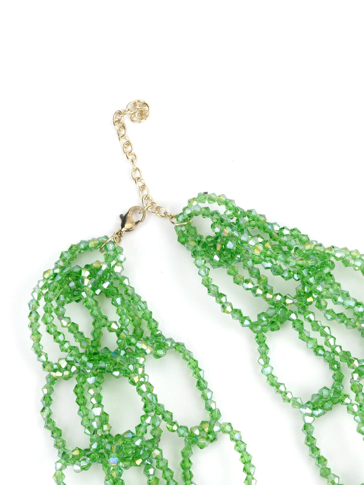 Green Glossy Loop Design- Layered Mani Necklace - Odette
