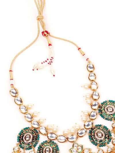Green Kundan motif detailing jewellery set - Odette