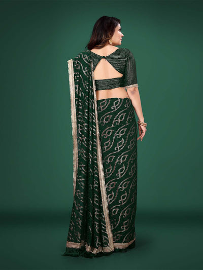 GREEN SEQUINS SASSY SAREE - Odette