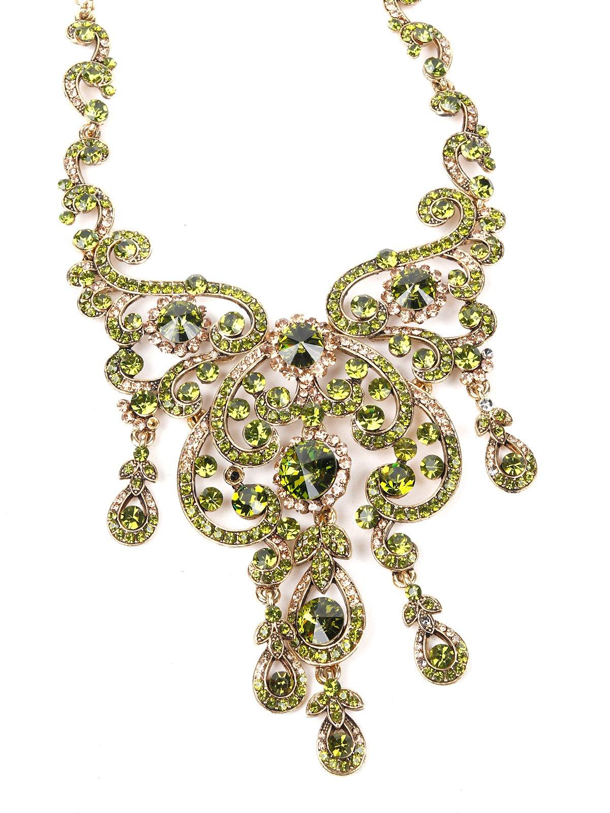 Green Stone Elegant Necklace Set - Odette