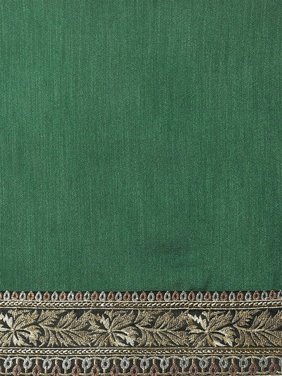 Green Vichitra Silk Solid Saree With Blouse Piece - Odette