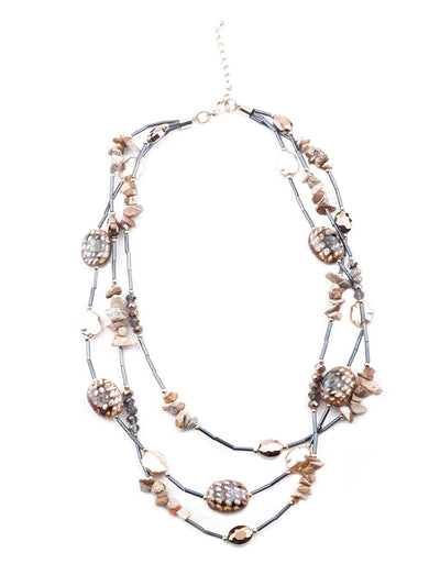 Grey layered statement necklace - Odette
