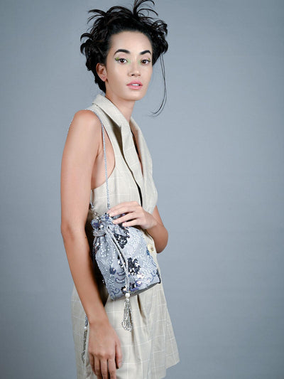 Grey sequence sling bag for women - Odette