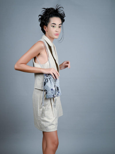 Grey sequence sling bag for women - Odette