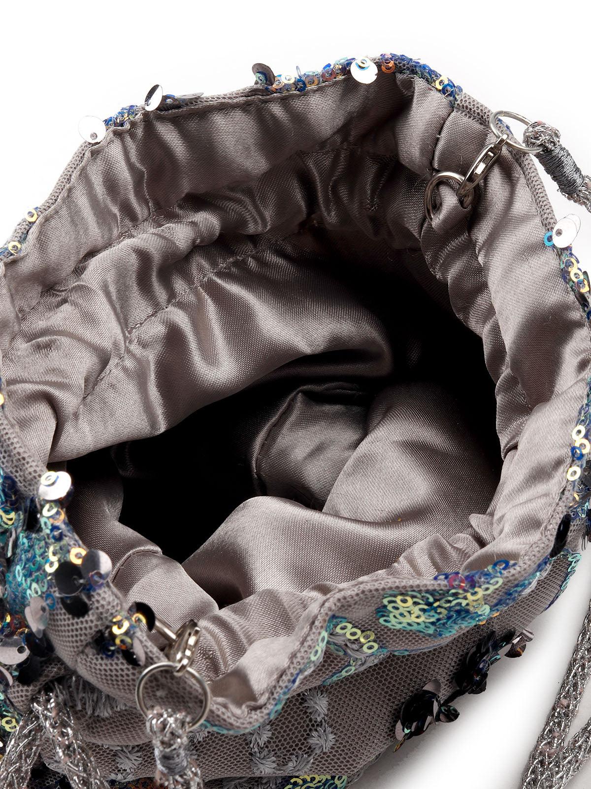 grey sequence sling bag for women odette