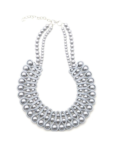 Grey shiny looped stone necklace - Odette