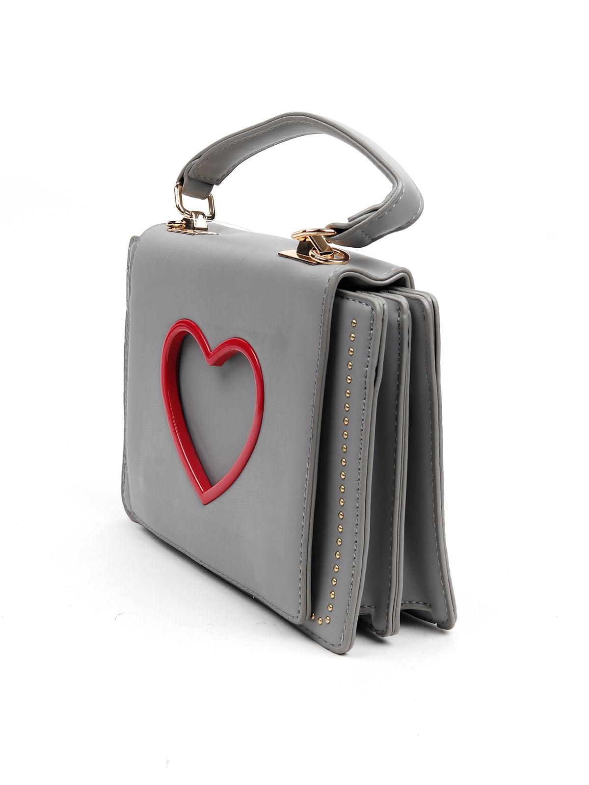 Grey smooth heart sling bag - Odette