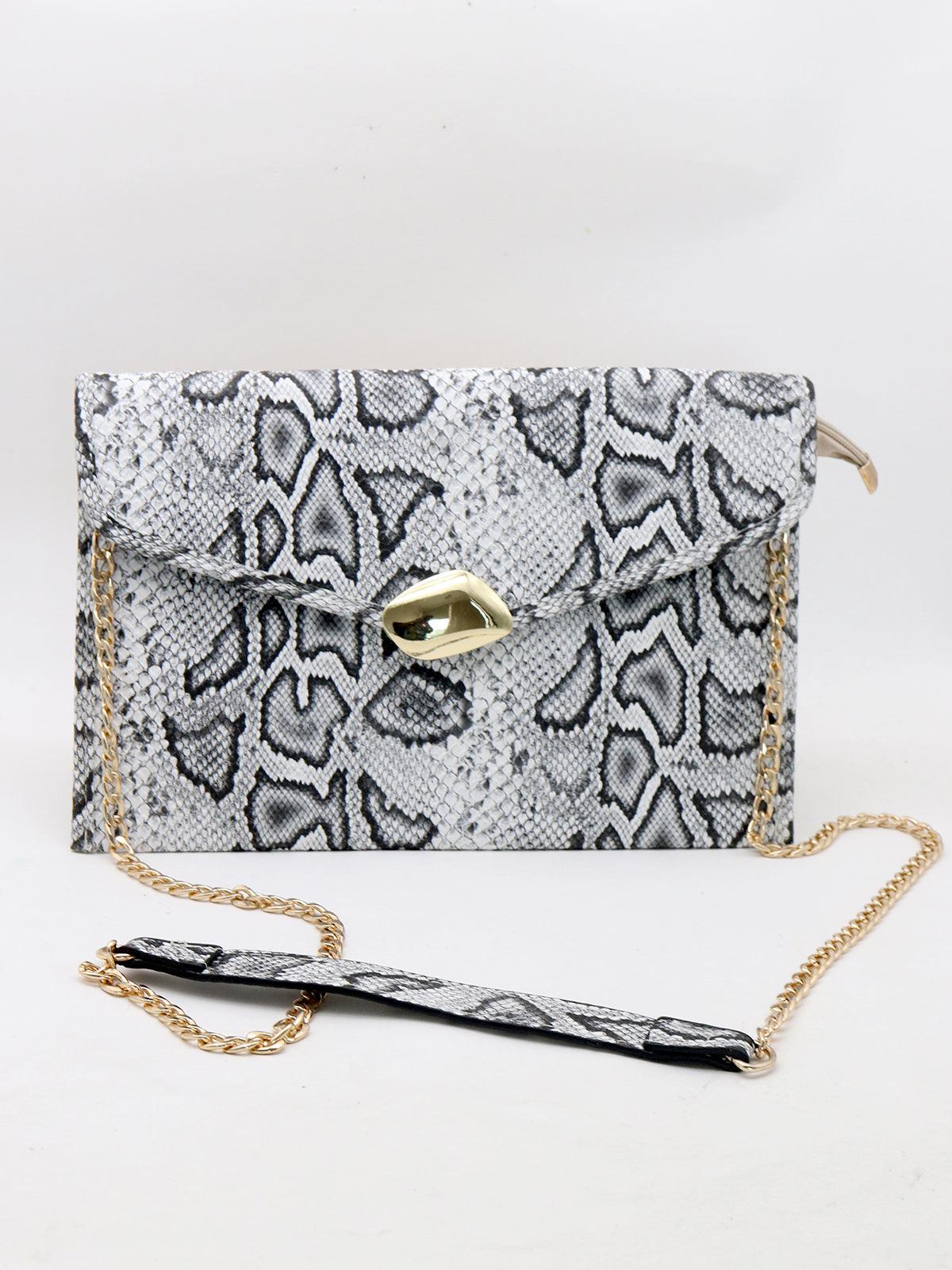Grey snake skin-like posh handbag! - Odette