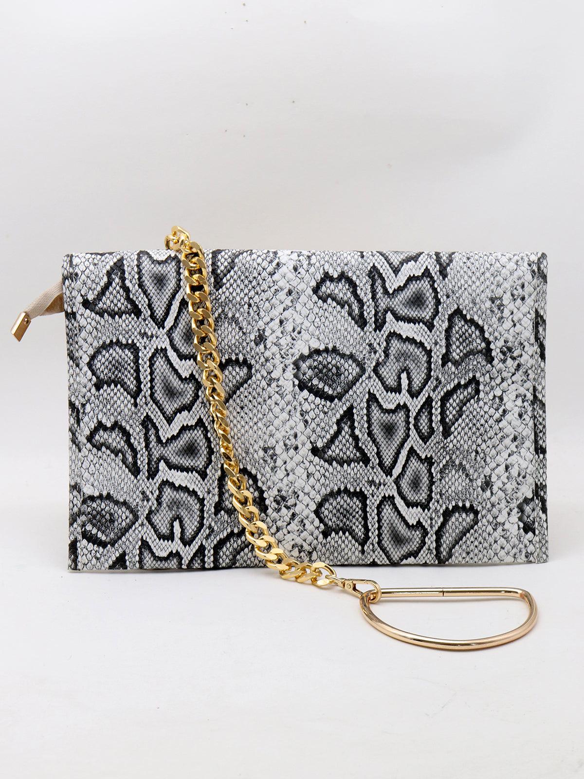 Grey snake skin-like posh handbag! - Odette