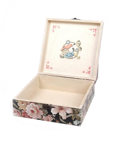 Handcrafted Bone Inlay Floral Design Multipurpose Box - Odette