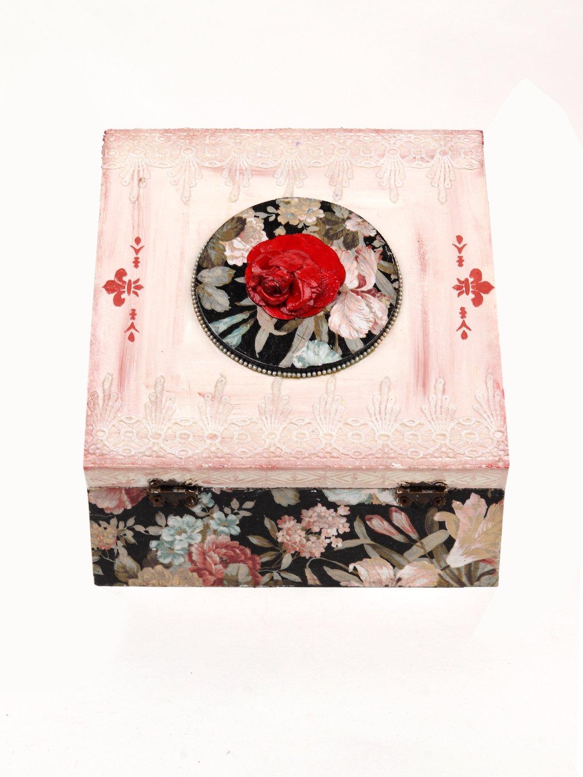 Handcrafted Bone Inlay Floral Design Multipurpose Box - Odette