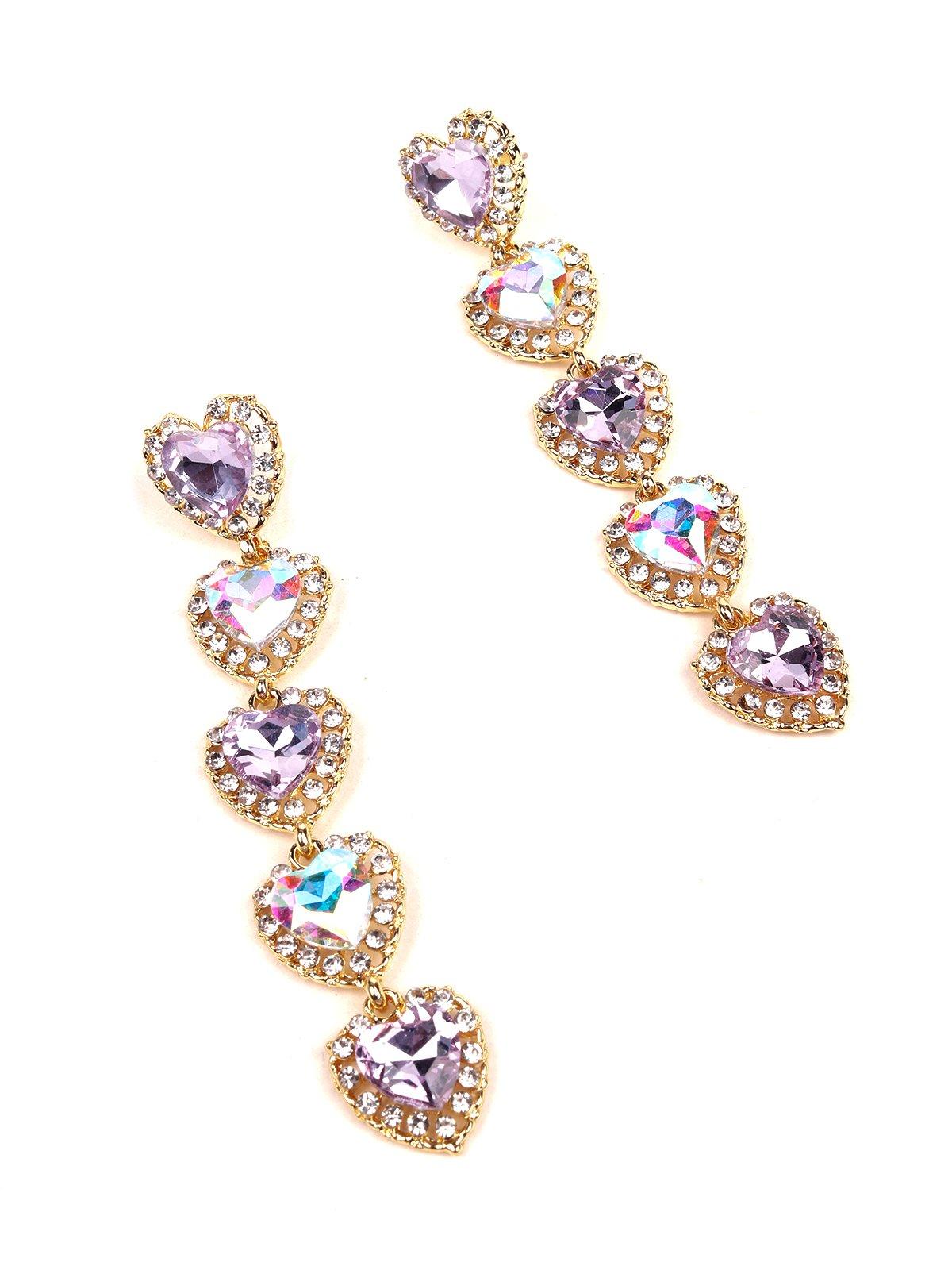 Heart crystal drop earrings - Odette