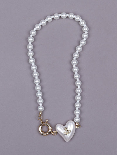 Heart pendant pearl necklace - Odette