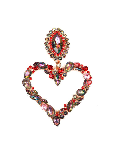 Heart-shaped crystal embellished earrings - Odette