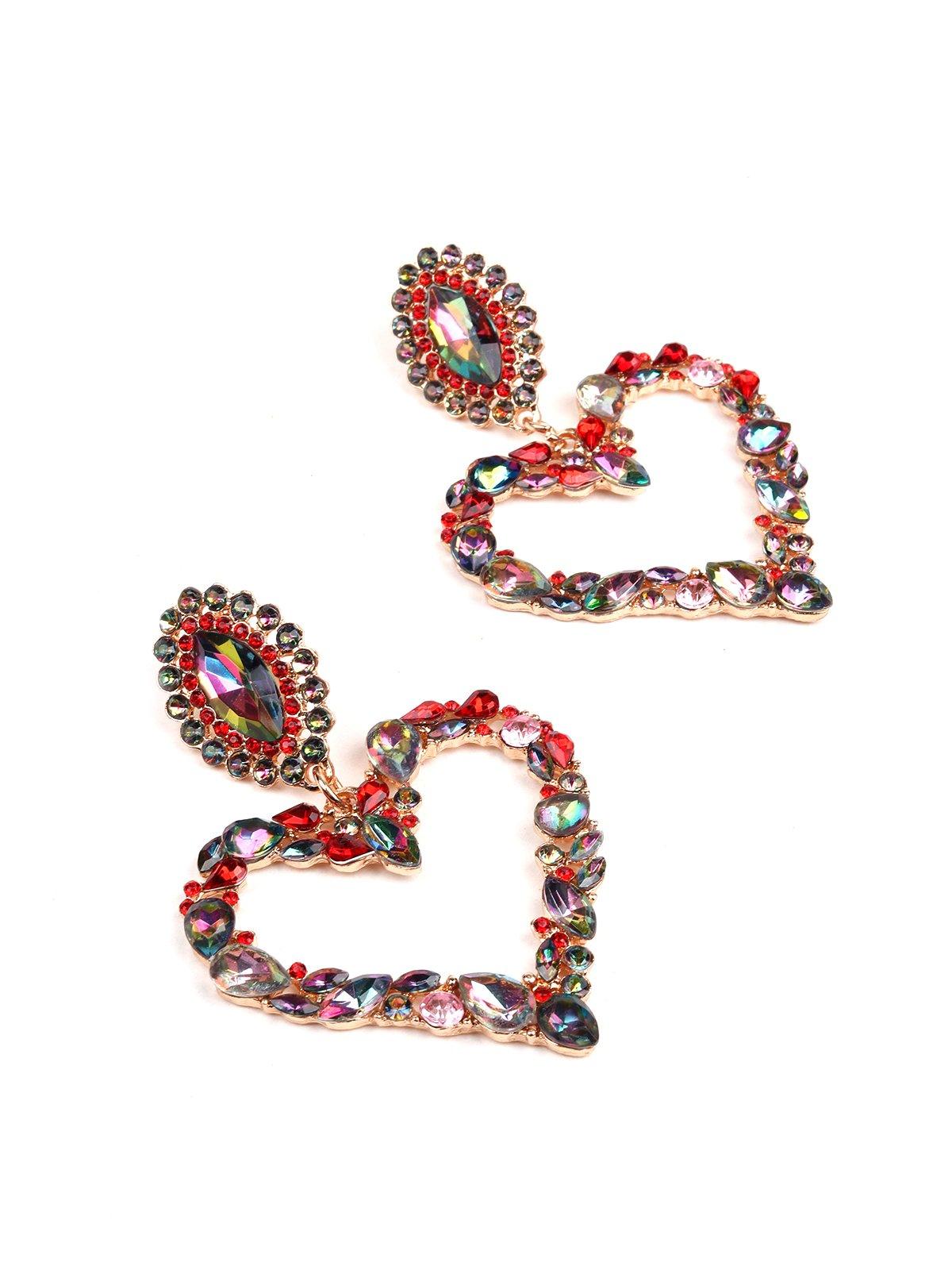 Heart-shaped crystal embellished earrings - Odette