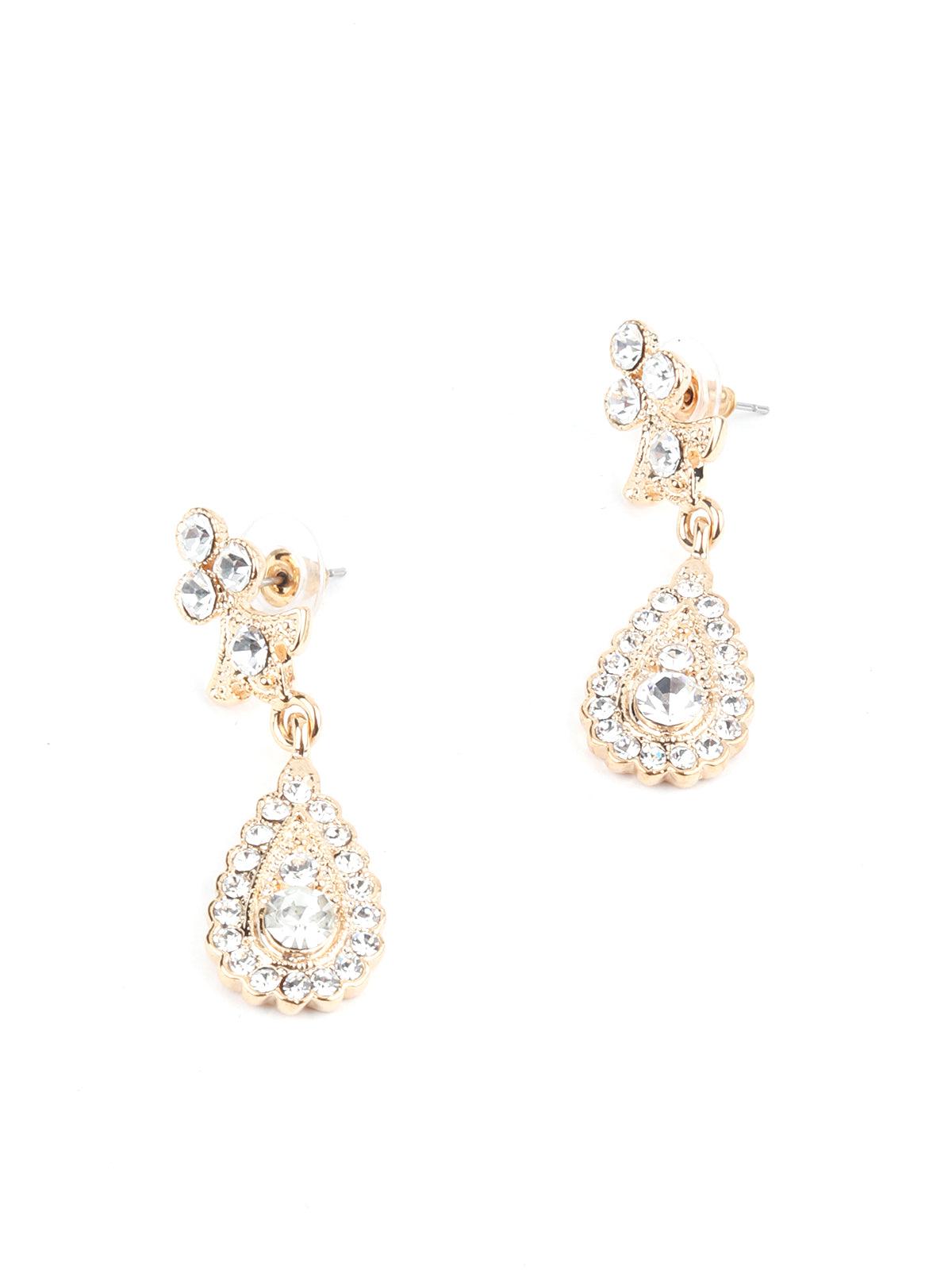 Hermosa White Crystal Dangling Earrings - Odette