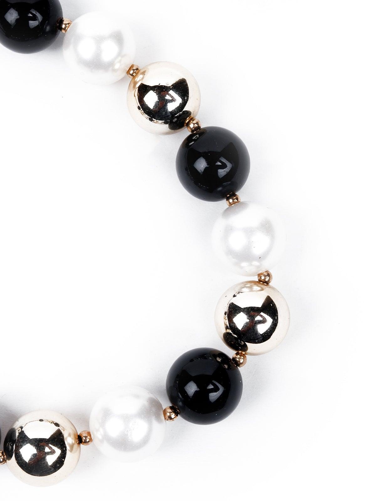 Buy Huge Beaded Statement Necklace In Black White And Silver