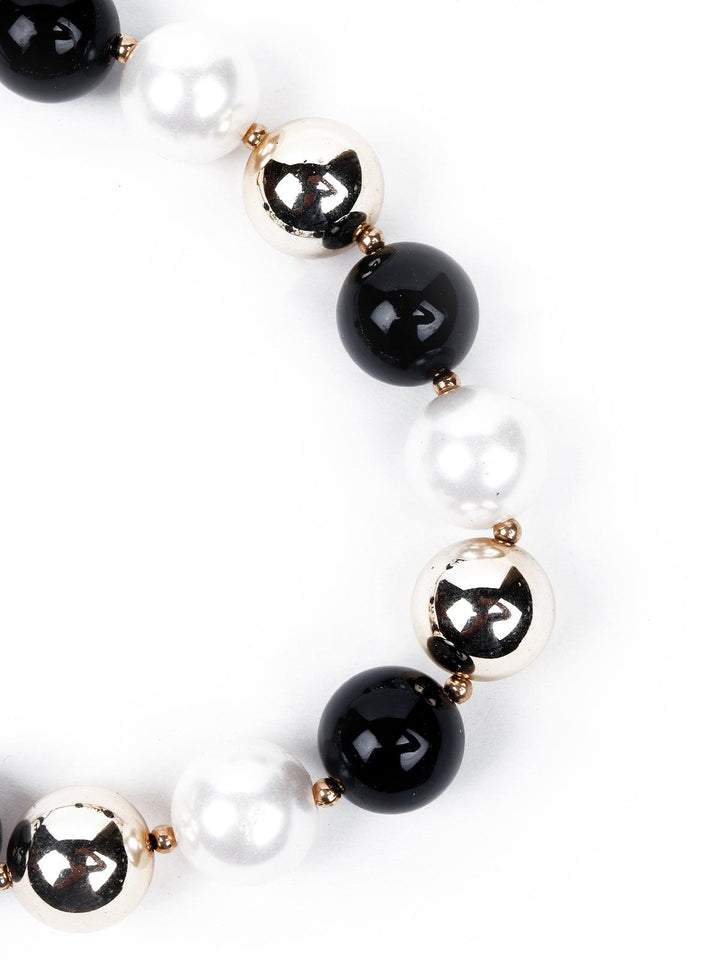 Buy Huge Beaded Statement Necklace In Black White And Silver