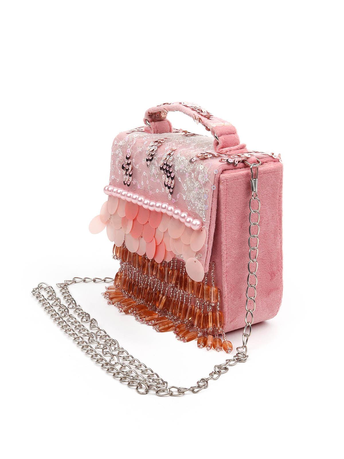 Pink embellished clutch bag best sale