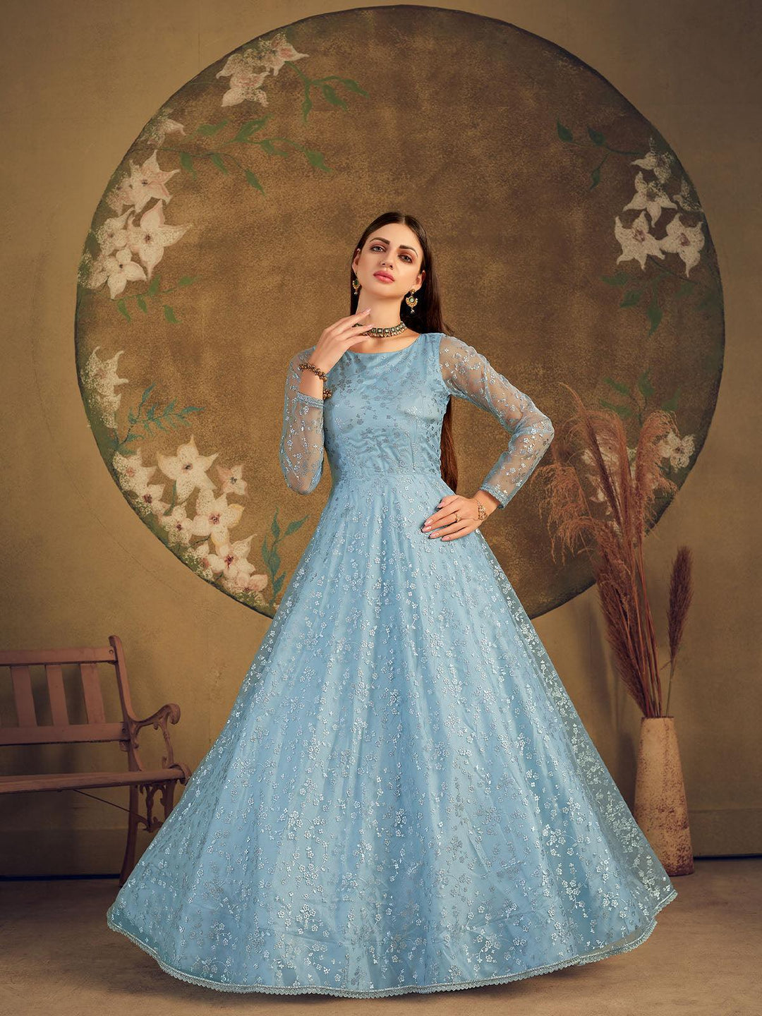 Buy Impressive Sky Blue Net Anarkali Online. Odette Buy Impressive Sky Blue Net Anarkali Online. Odette
