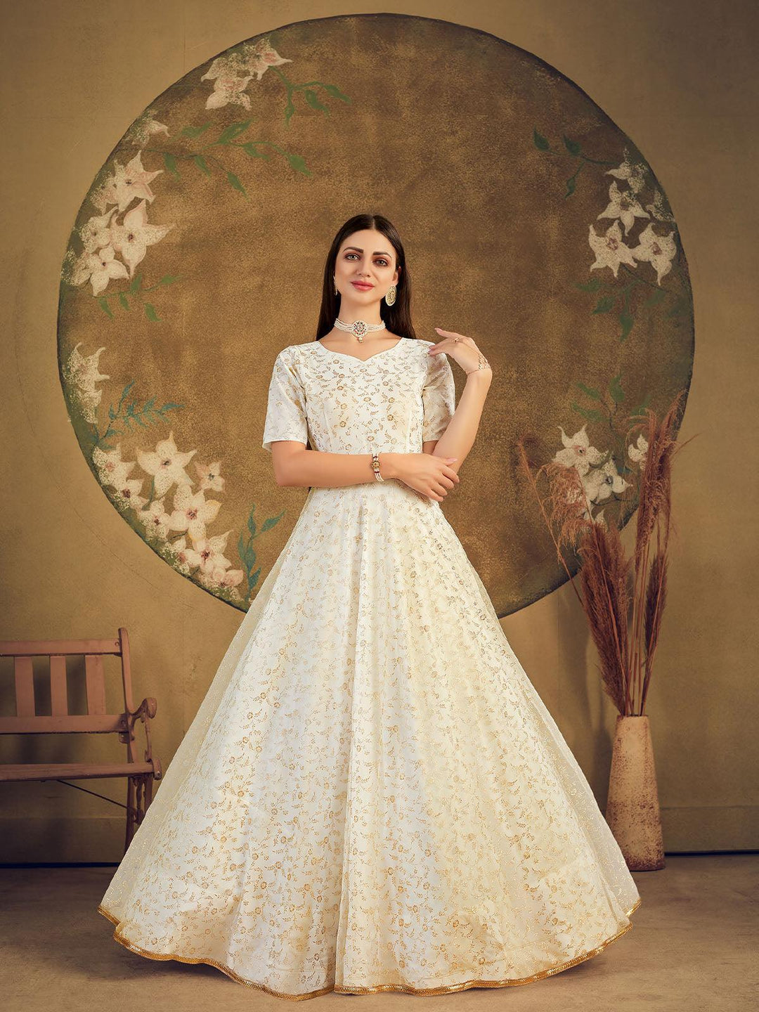 Buy Impressive White Net Anarkali Online. Odette Buy Impressive White Net Anarkali Online. Odette