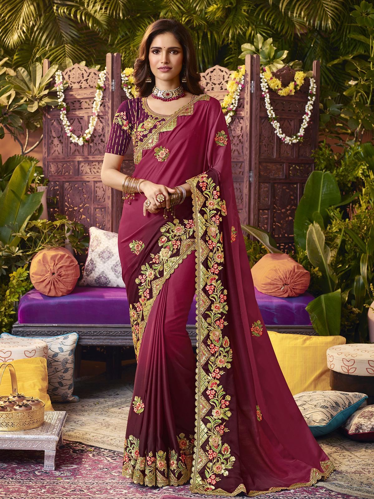 Purple And Green Two Tone Silk Saree - Sarees Designer Collection