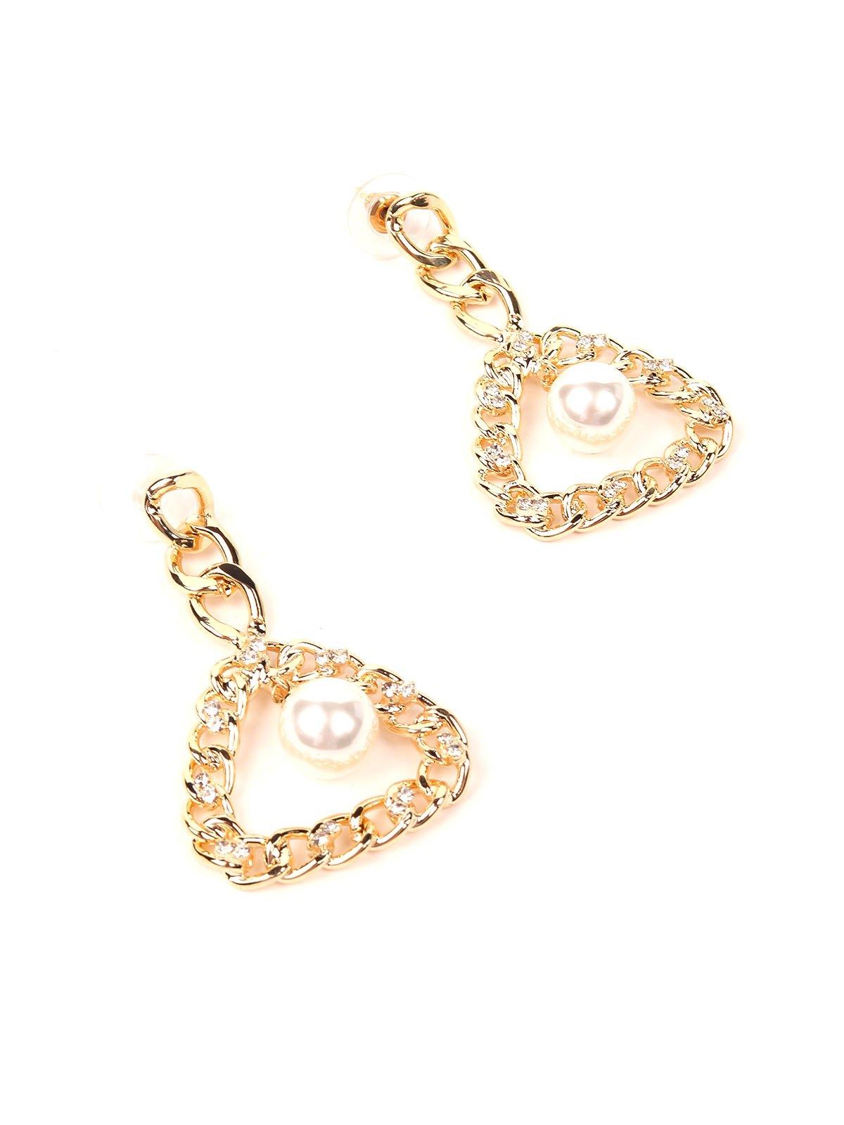 Interlinked chained pearl drop earrings - Odette