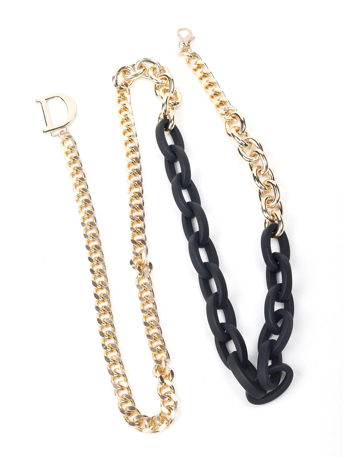 Interlinked Matte Black And Gold Chain Belt - Odette