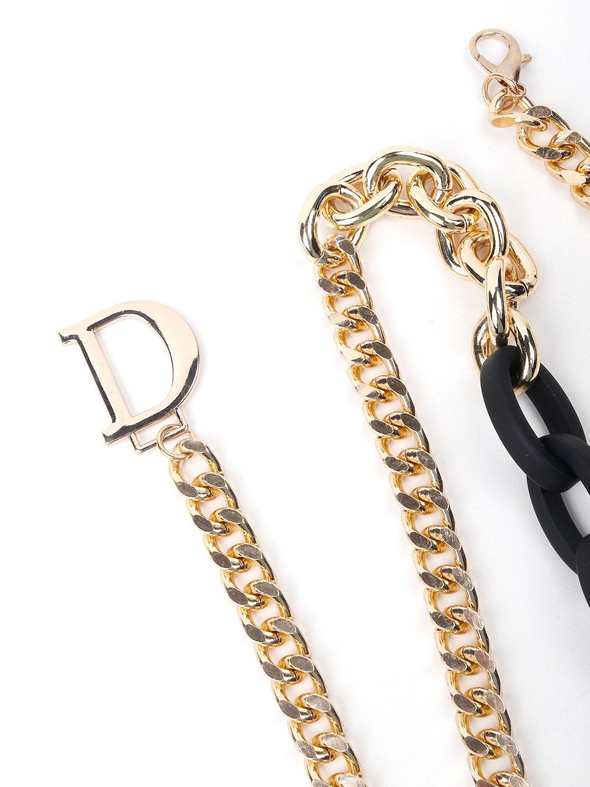 Interlinked Matte Black And Gold Chain Belt - Odette