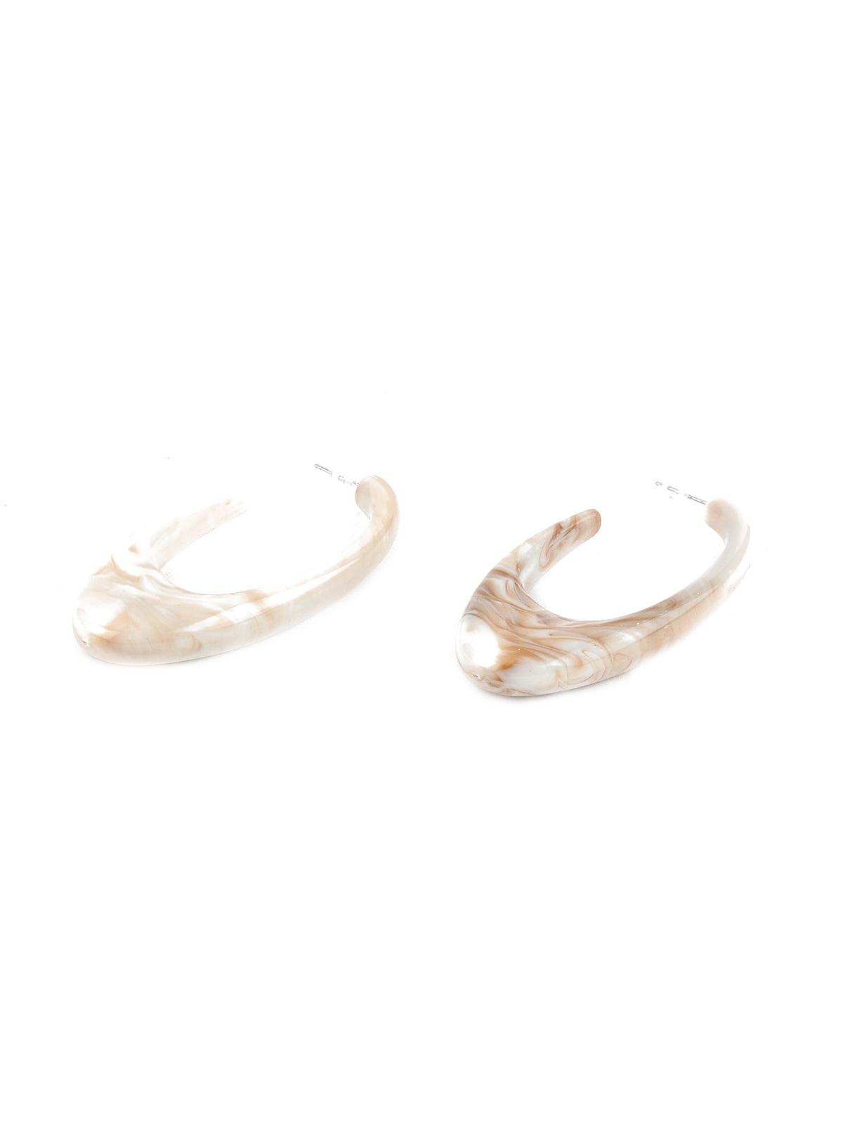Ivory Marbleized Open Hoop Earrings - Odette