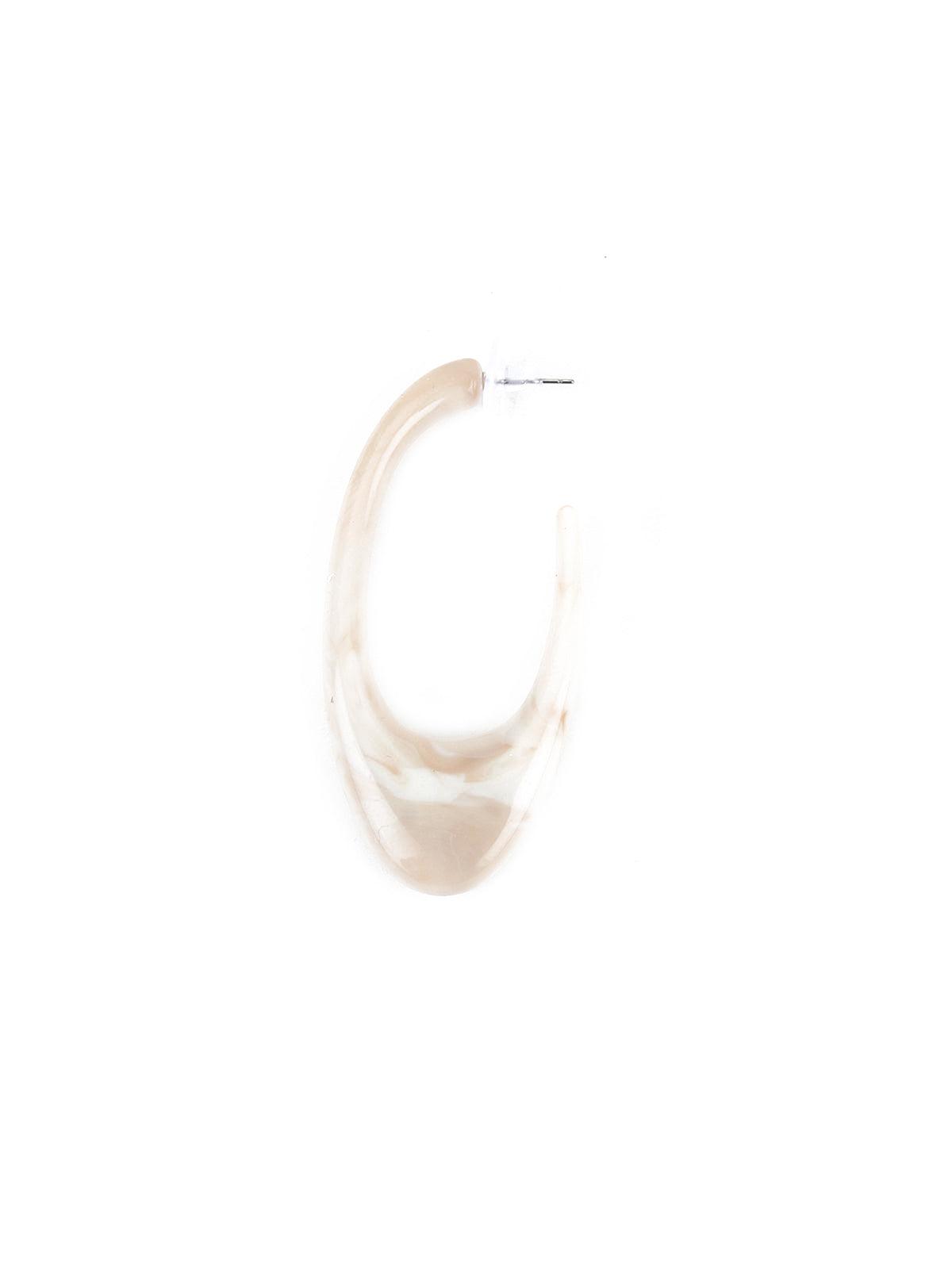 Ivory Marbleized Open Hoop Earrings - Odette