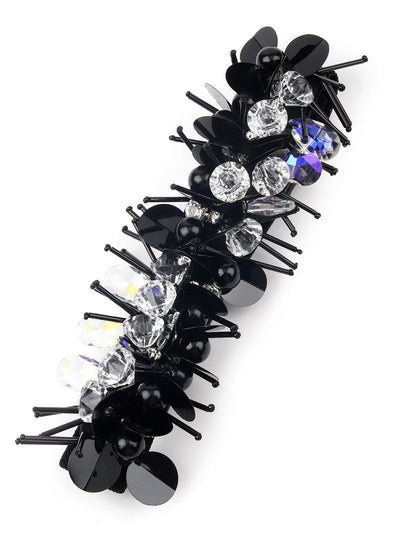 Jet black stunning embellished waist belt - Odette