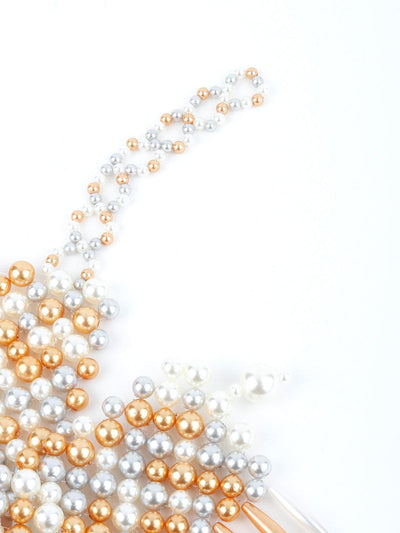 Jumana White And Gold Pearl Chunky Neckpiece - Odette