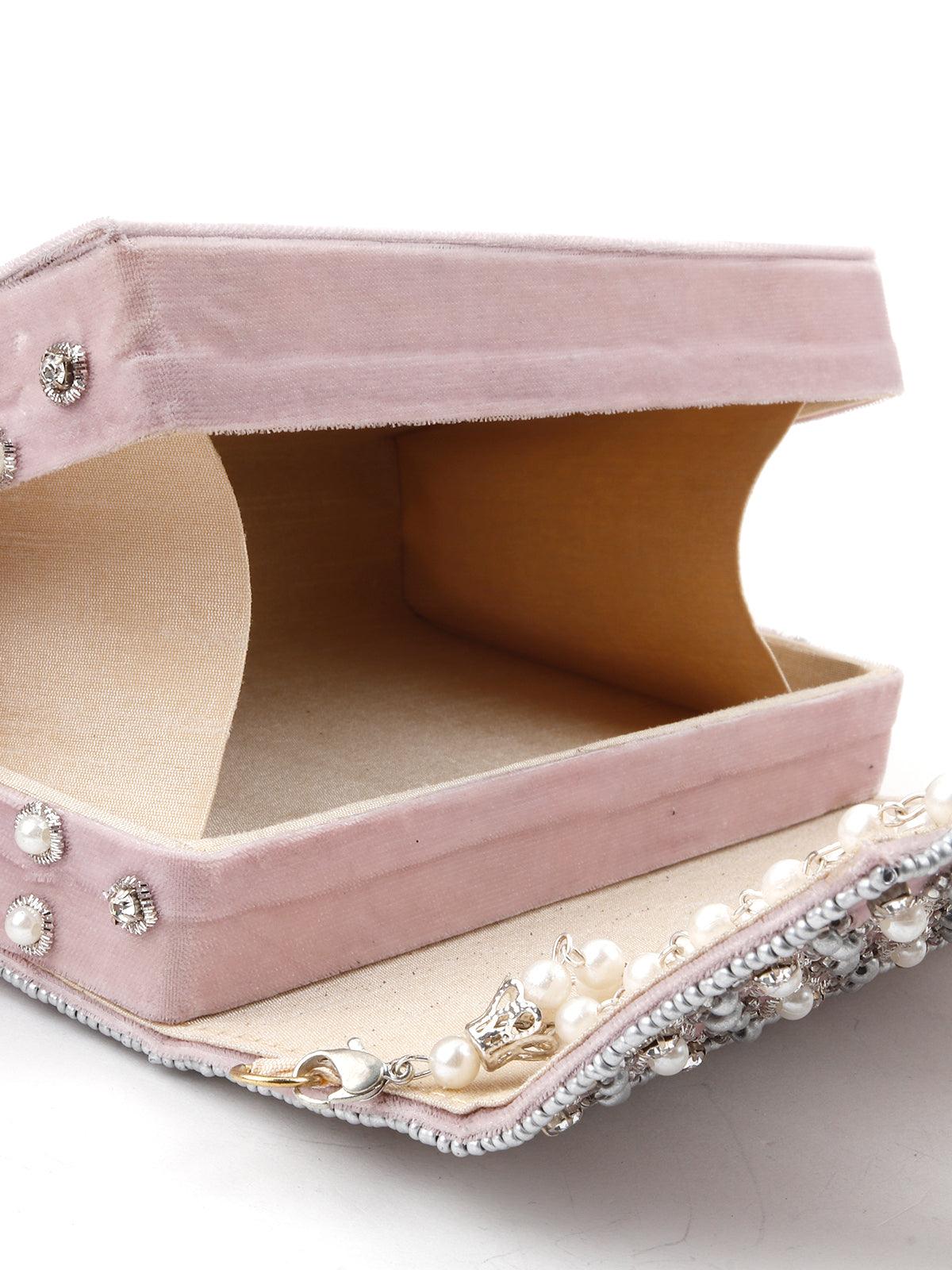 Lavender Embellished Box Clutch - Odette