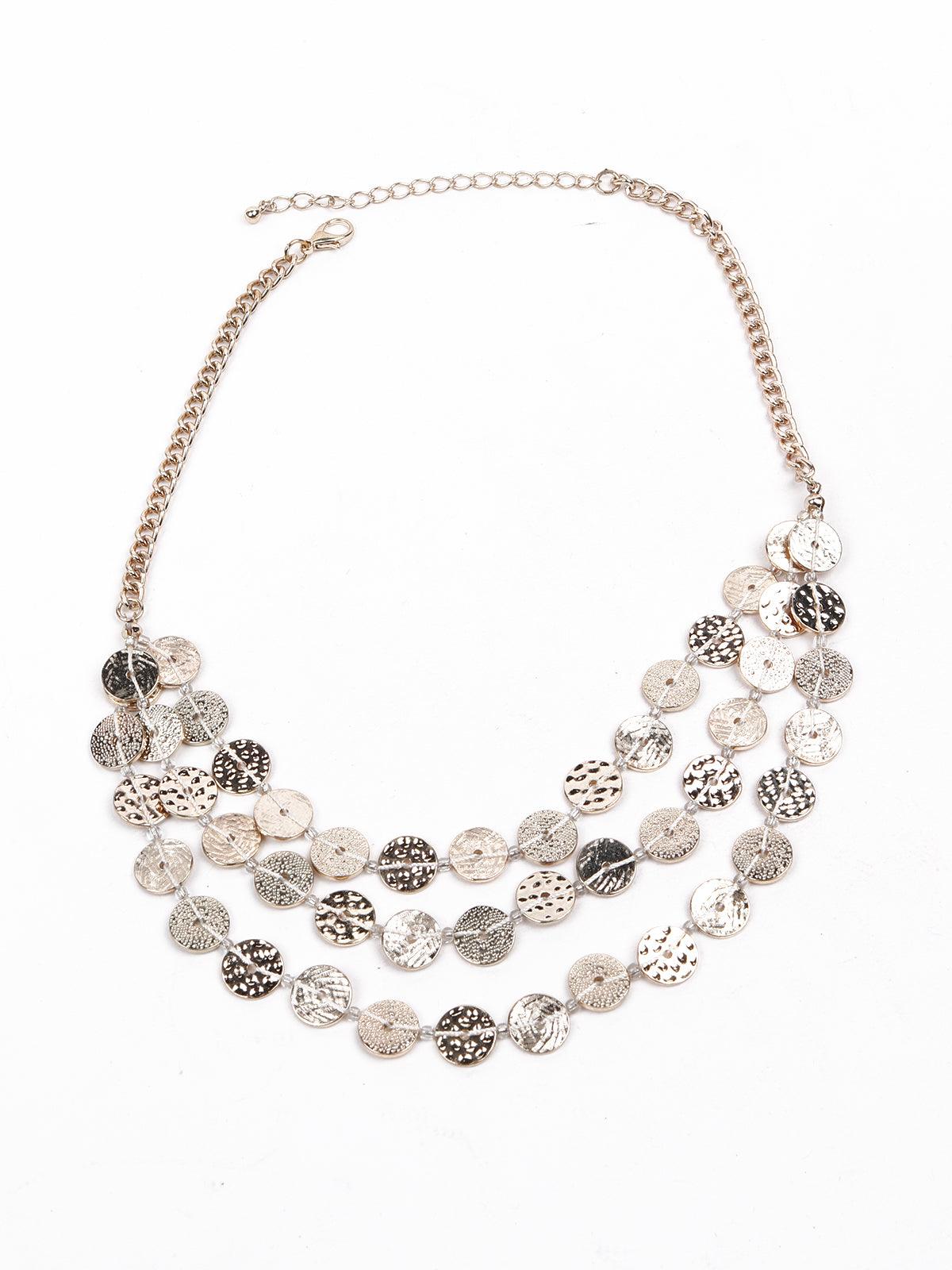 layered button styled necklace-Silver - Odette