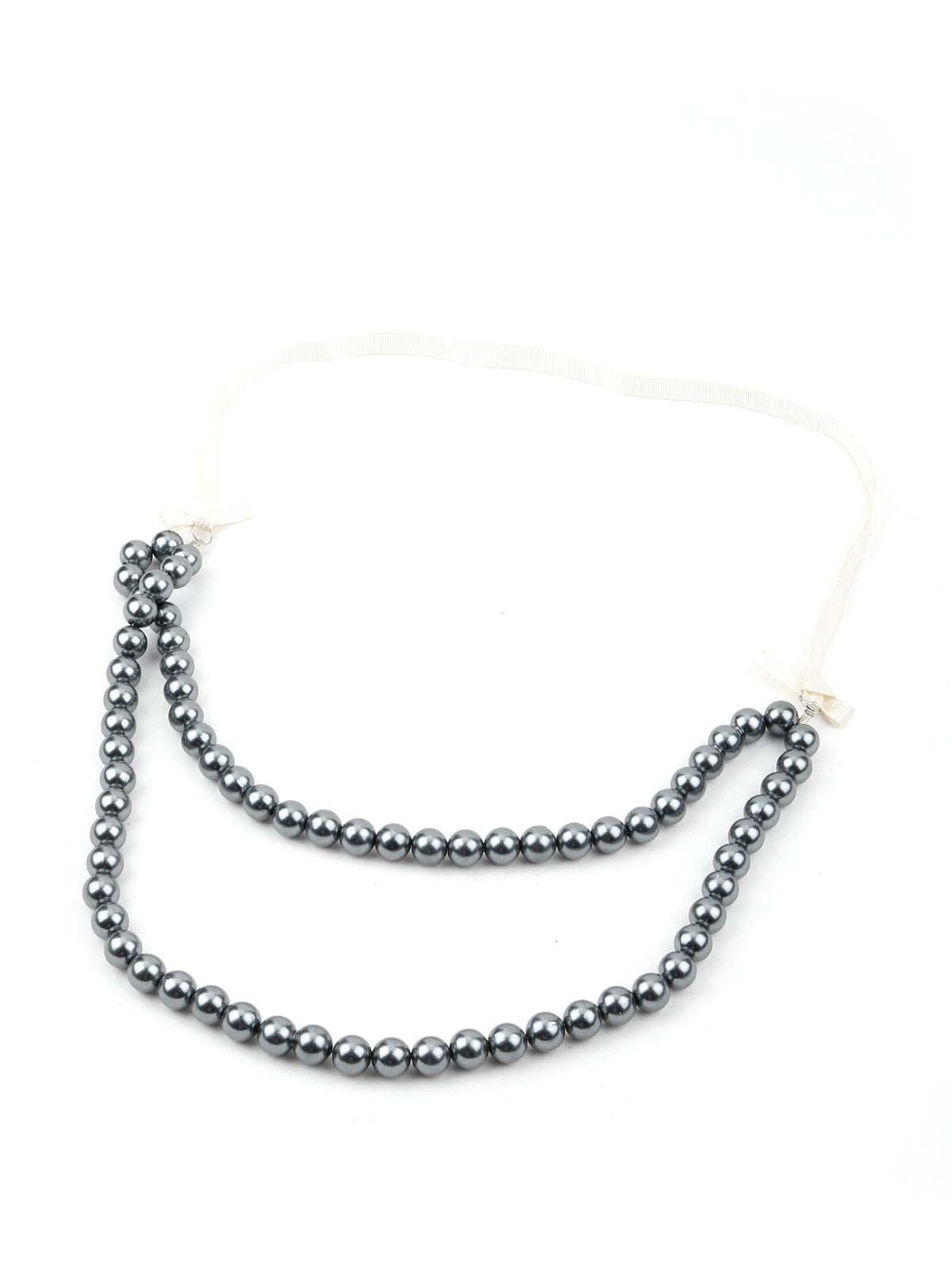 Layered Grey Sassy Pearl Necklace - Odette