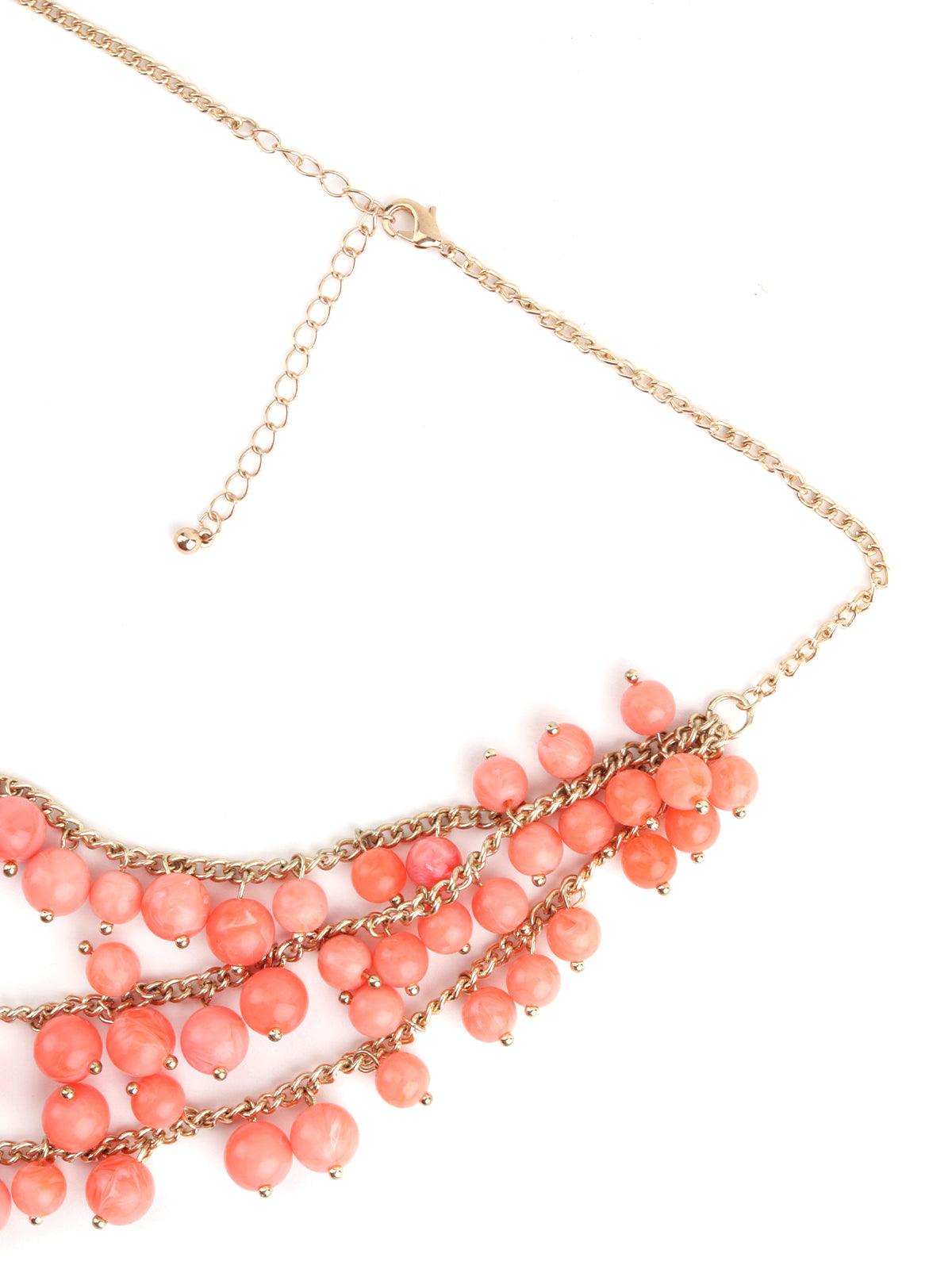 Layered Peach Pearl Necklace - Odette