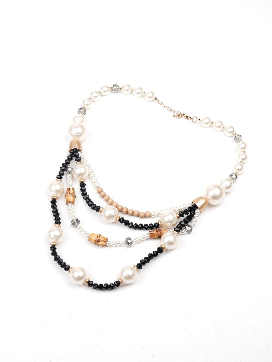 Buy Layered white and a black beaded statement necklace Online