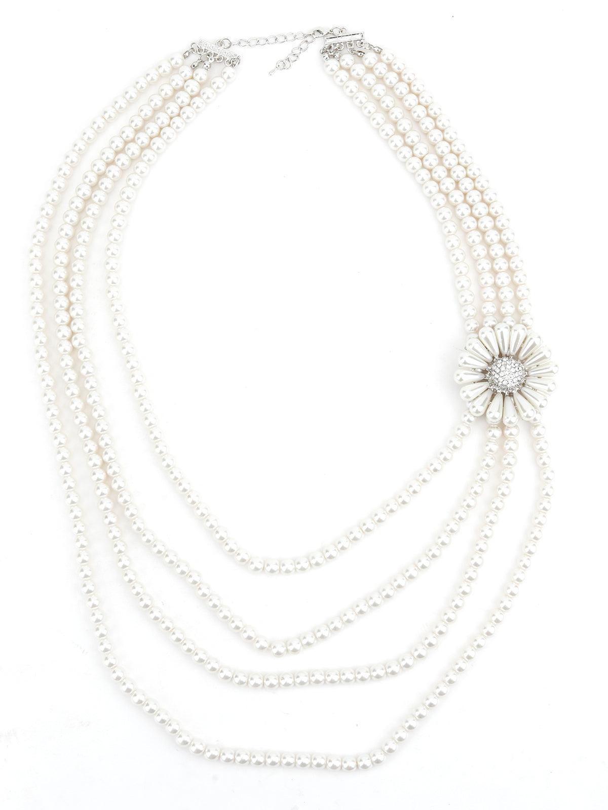 Layered White Pearl Divine Necklace - Odette
