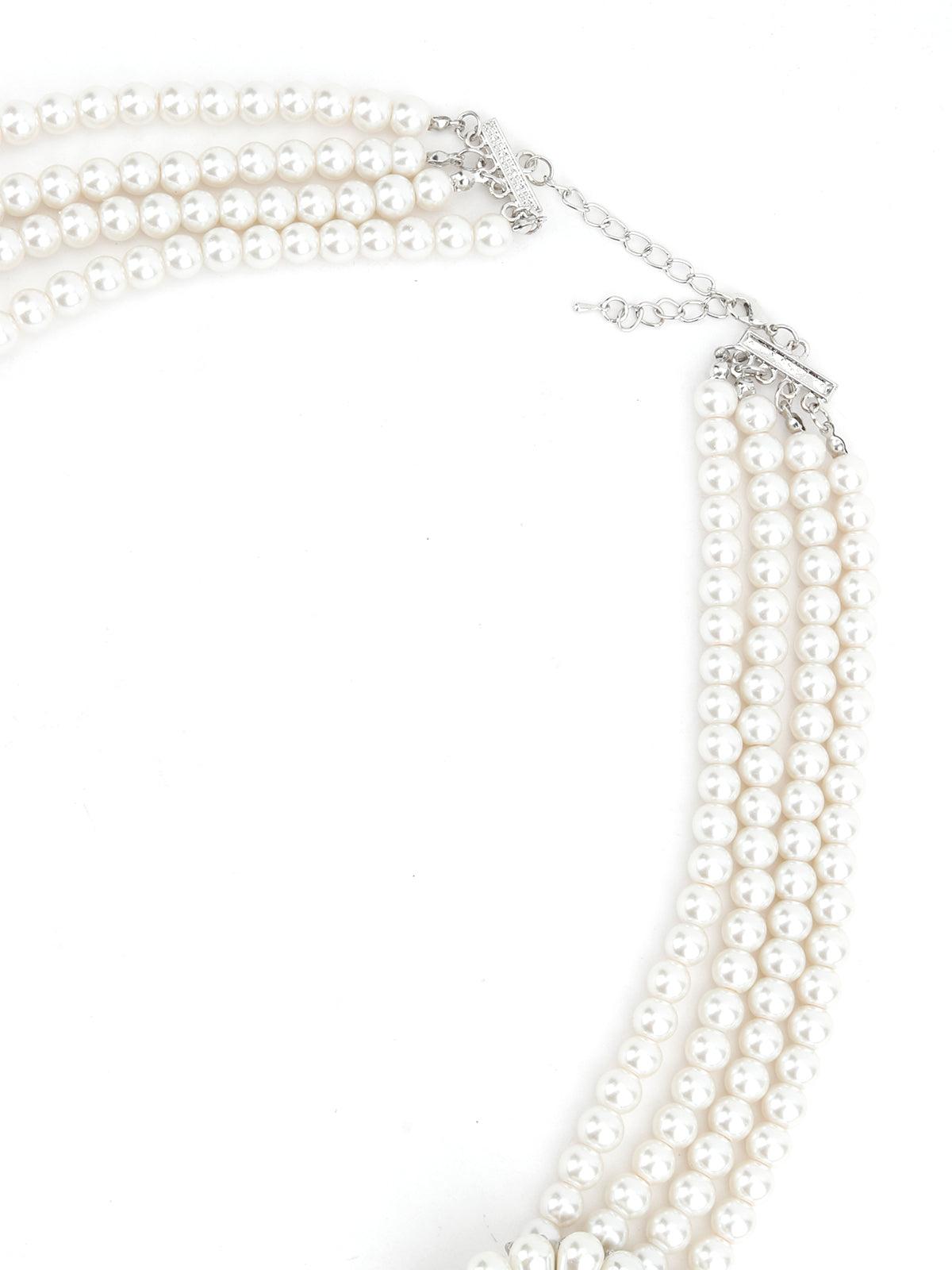 Layered White Pearl Divine Necklace - Odette