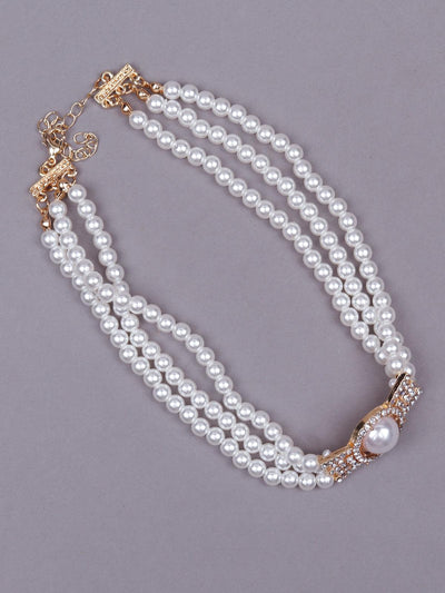 Layered white pearl necklace with a choker - Odette