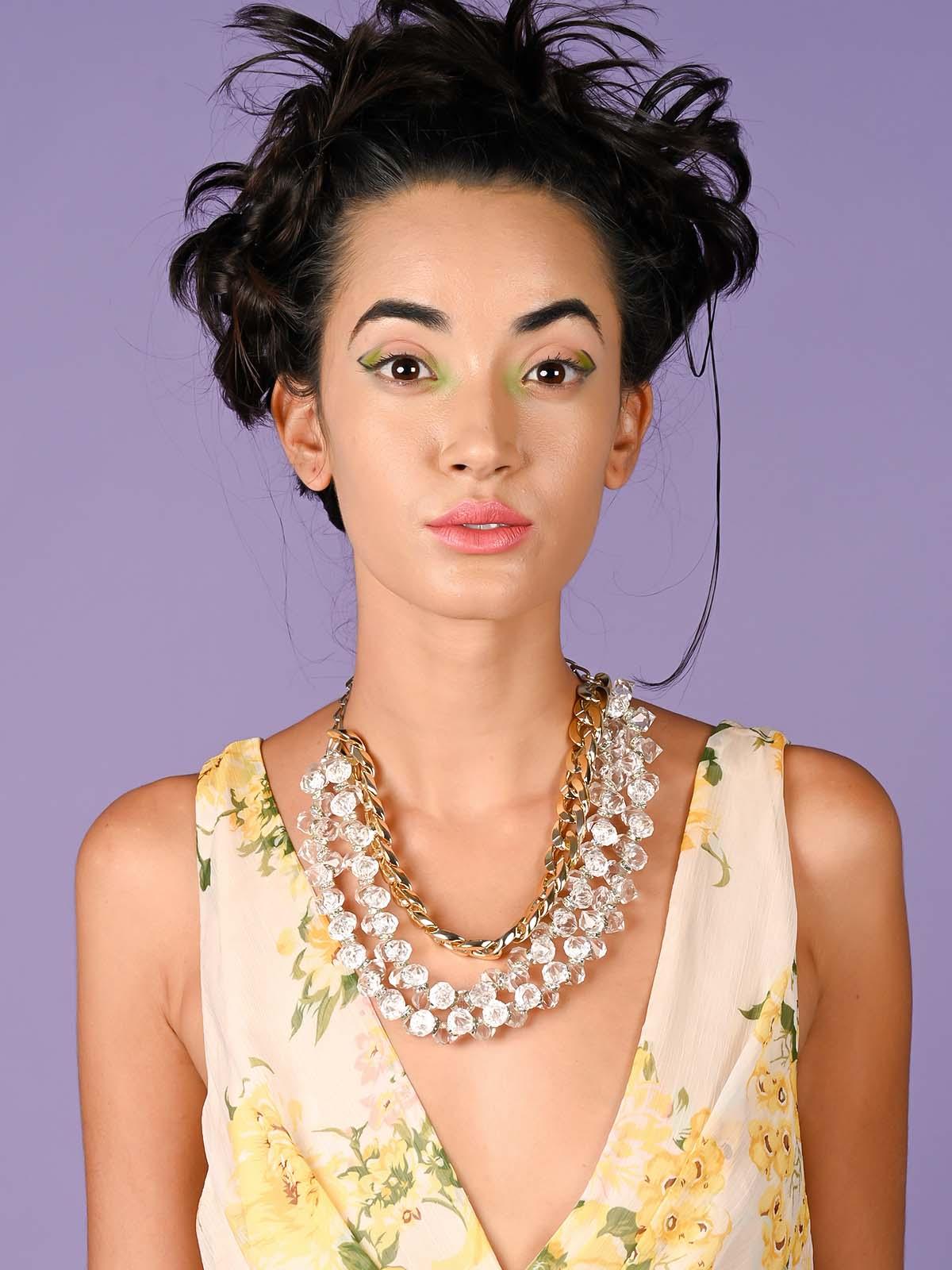 Remy Floral Statement Necklace & Earring Set White Gold Jaipur Rose |  Jaipur Rose
