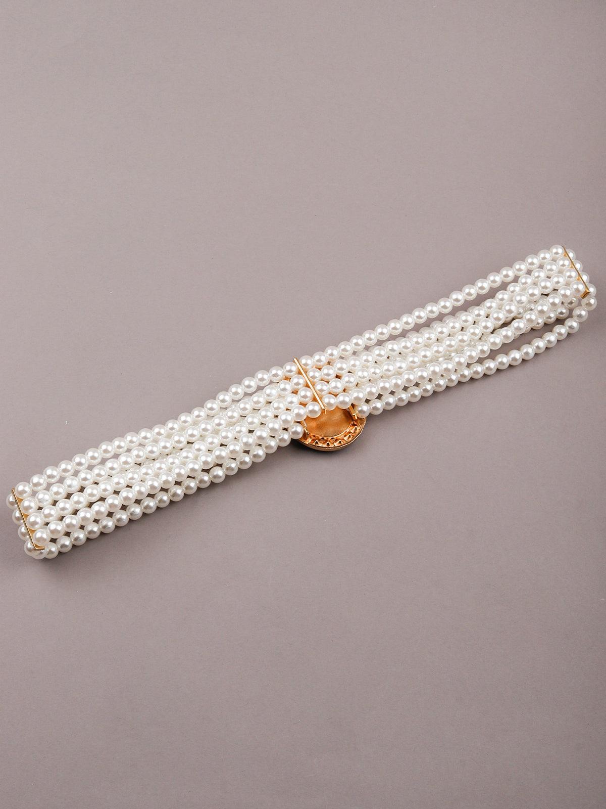 Layered white waist saree belt for women - Odette