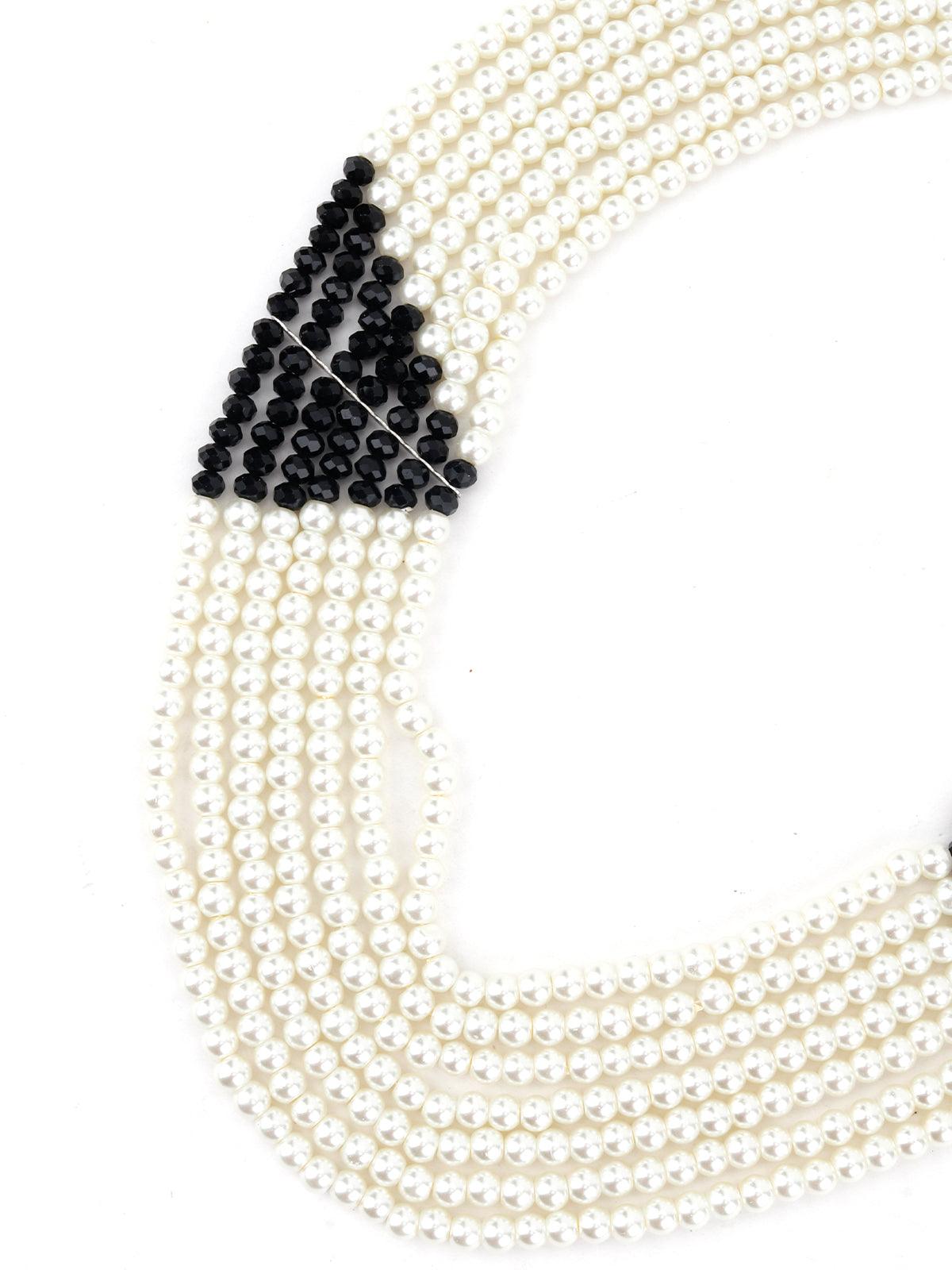 Layering White and Azure Black Pearl Bright Necklace - Odette