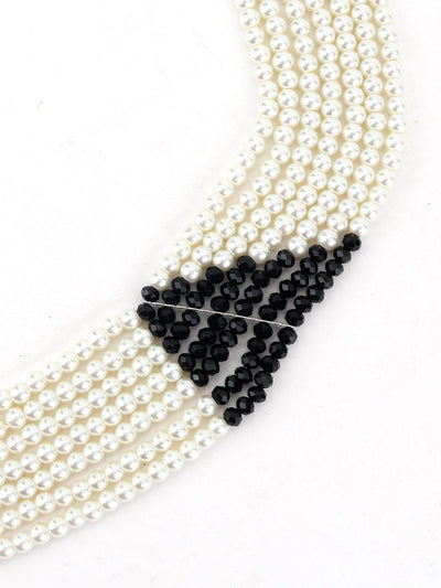 Layering White and Azure Black Pearl Bright Necklace - Odette