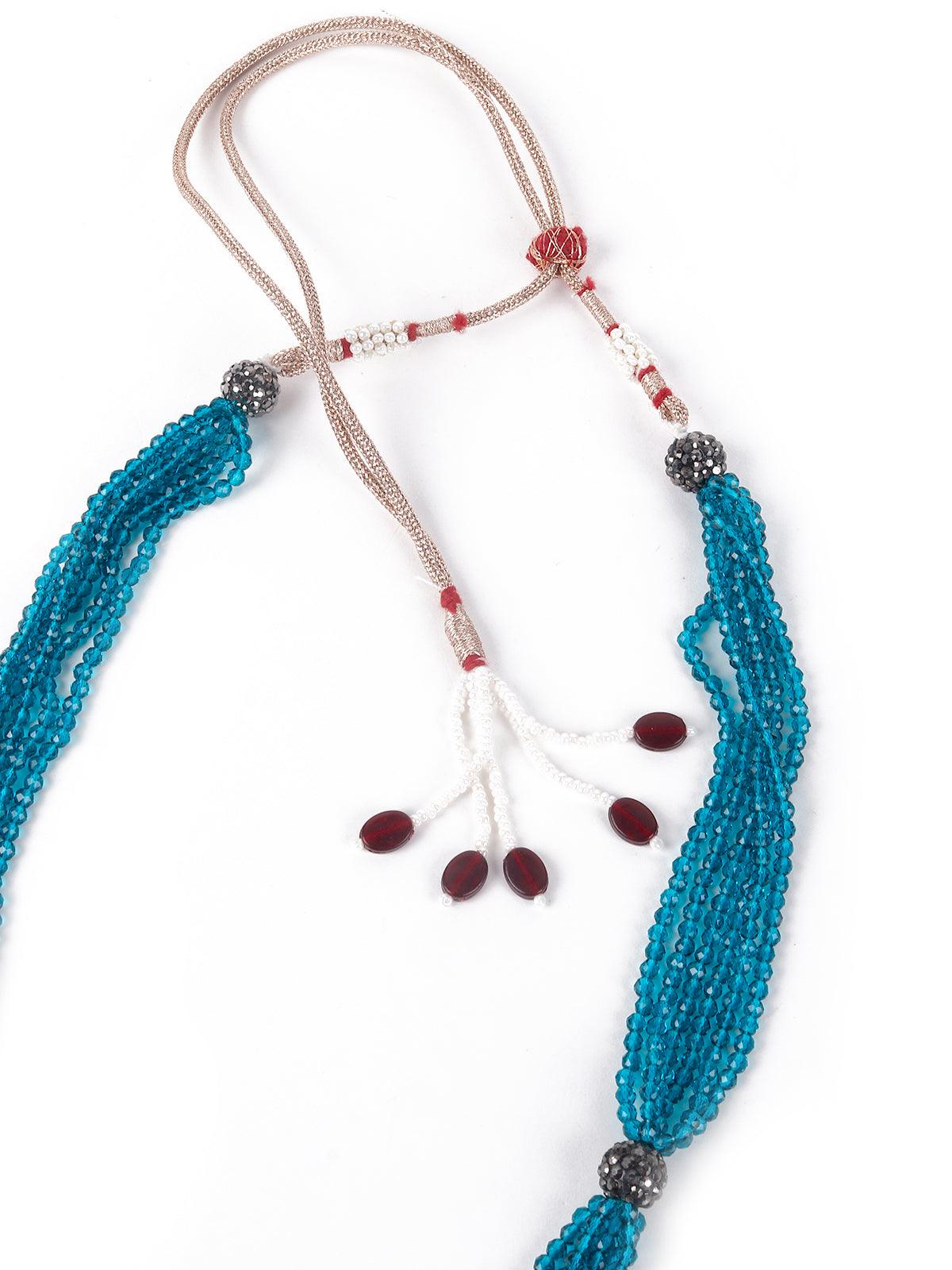Light blue beautiful beaded pendant necklace set - Odette