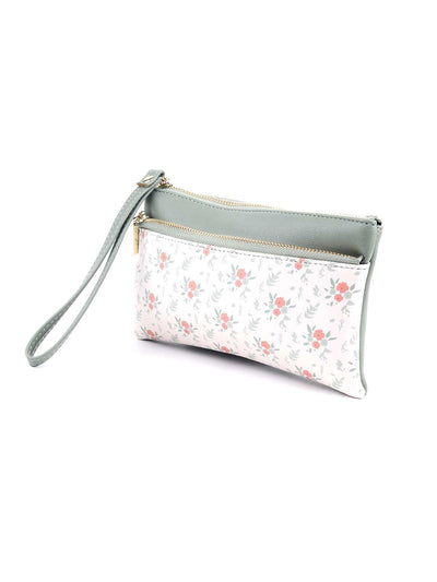 Light green and white floral pouch - Odette