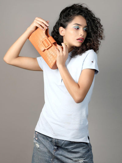 Light orange design shoulder bag for women - Odette